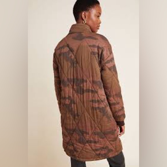 NEW Anthropologie Marrakech size XS Quilted Parka Jacket Camo Brown - Picture 3 of 9
